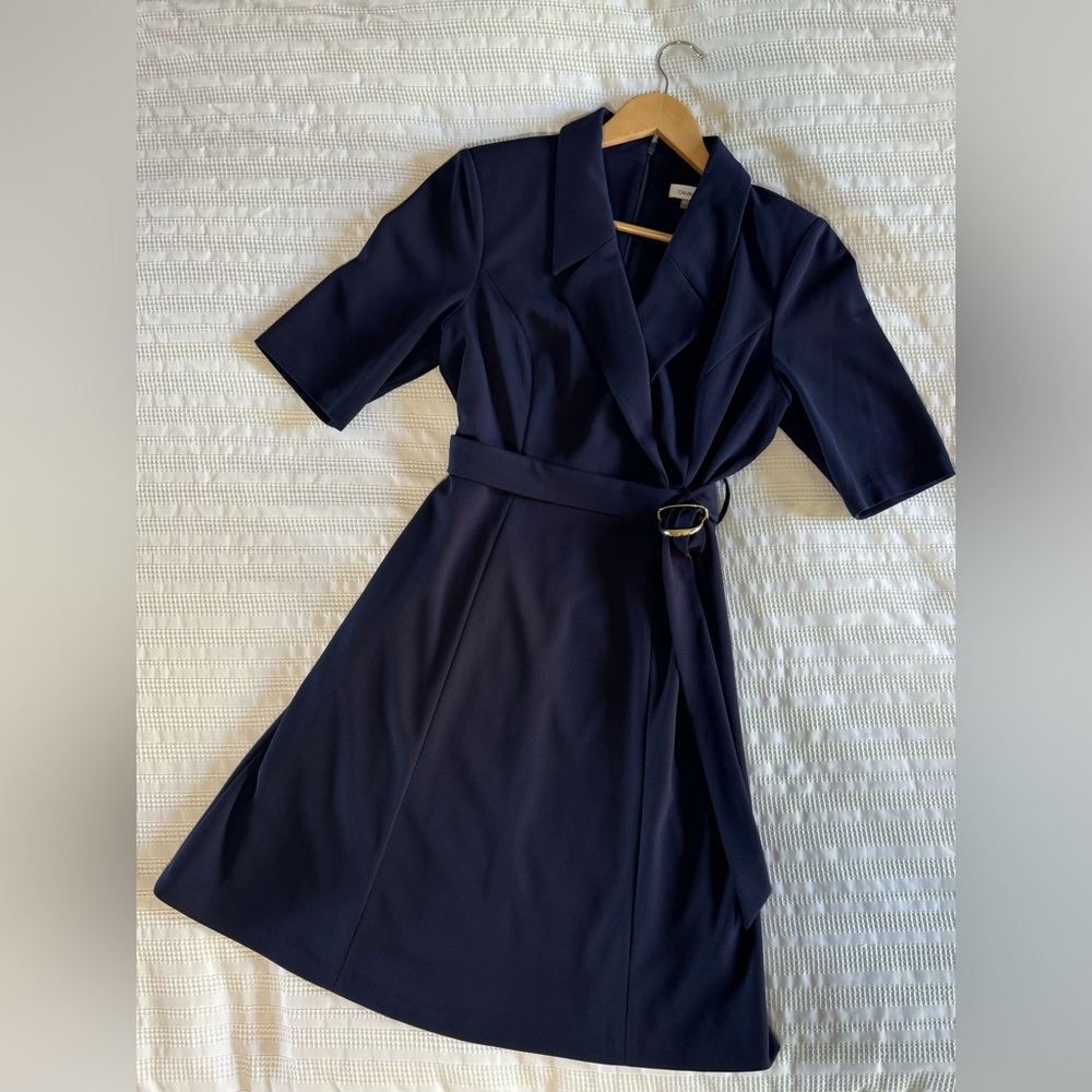 Calvin Klein Navy Belted Dress Size 12